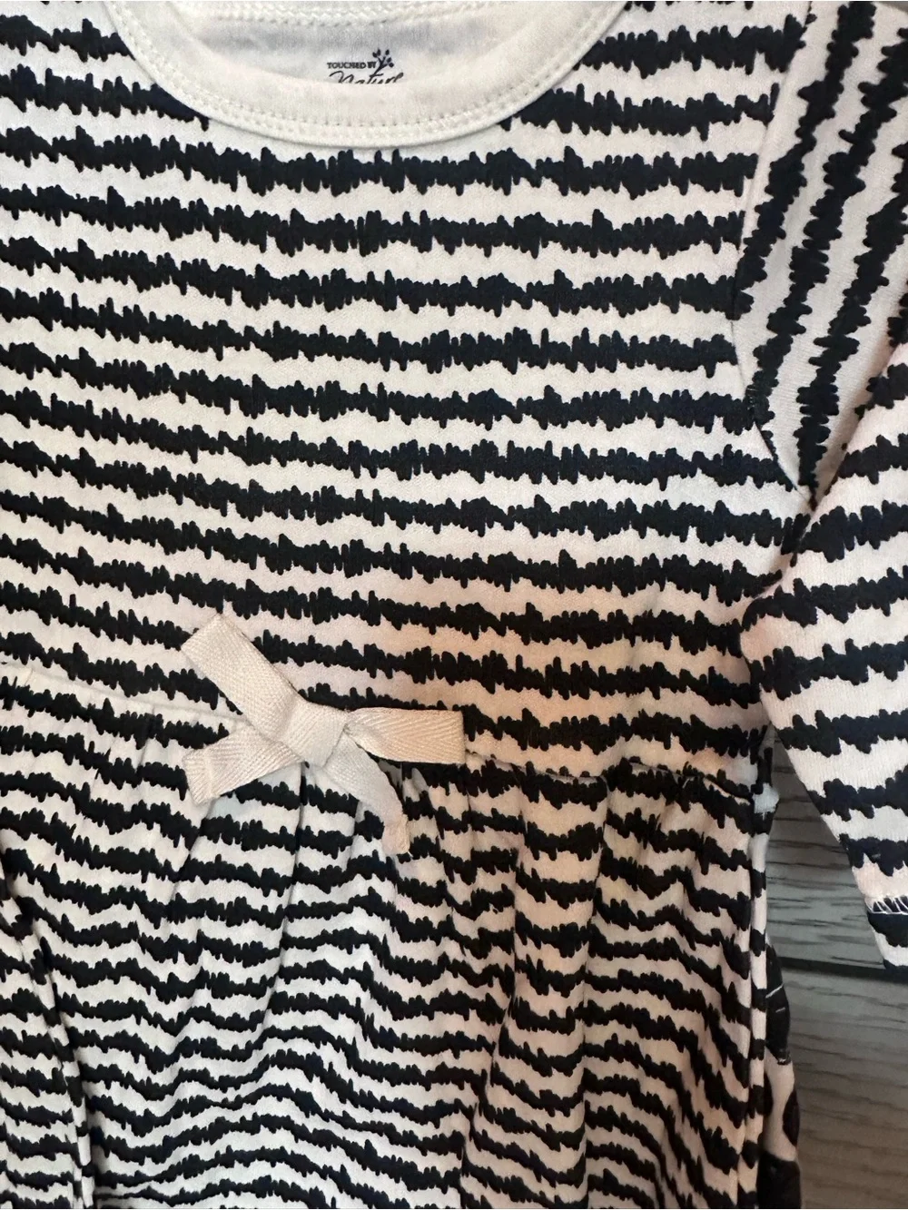 2 Brand New Baby Dresses- Black & White Striped & Black and White Hearts